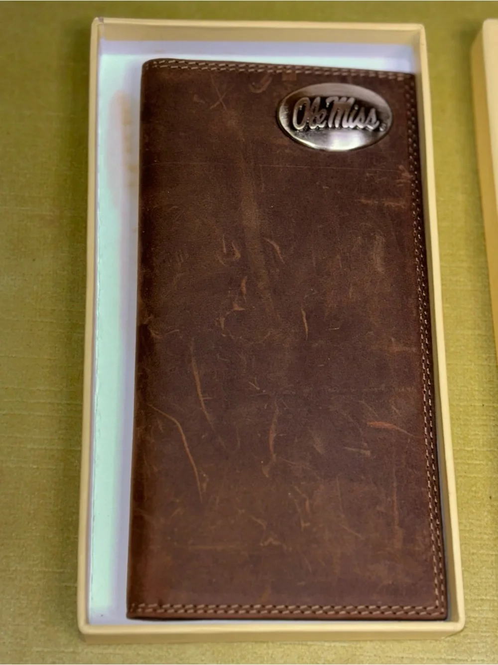 ZEP-PRO NCAA Ole Miss Rebels Crazy Horse Leather Long Roper Wallet GIFT Box